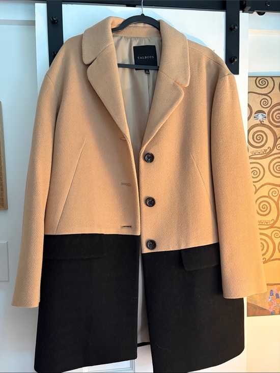 Talbots Jackets & Blazers - Talbots Camel and Black Two-Tone Wool-Blend Pea Coat